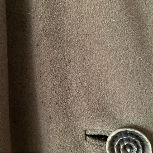 Vintage Taupe Wool Coat with Fur Trim - Picture 7 of 8